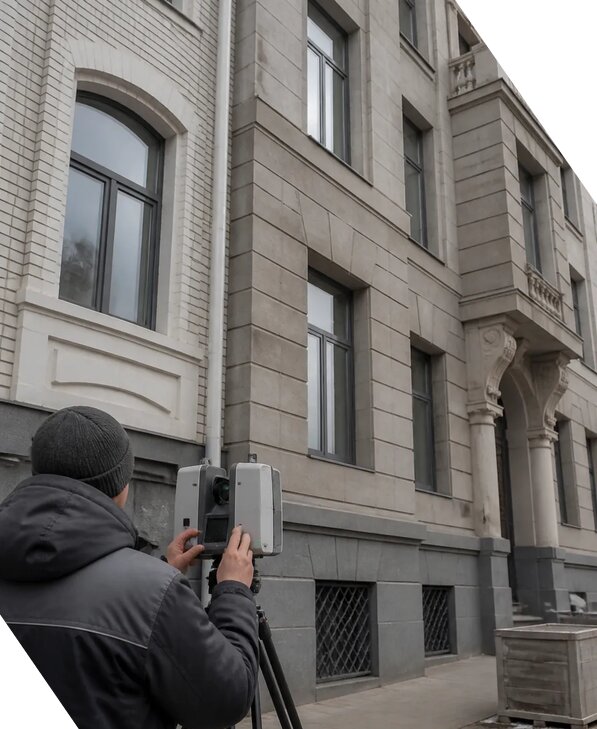 Лазерное сканирование фасадов зданий для обследования в Югорске